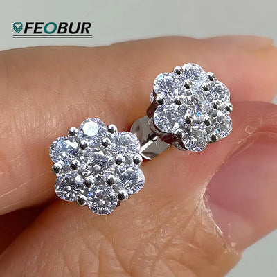 7-Stone Moissanite Flower Studs
