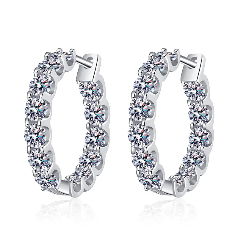 Smyoue 18k Plated Total 2.6CT Full Moissanite Hoop Earring for Women Sparkling Wedding Party Earring 925 Sterling Silver Jewelry