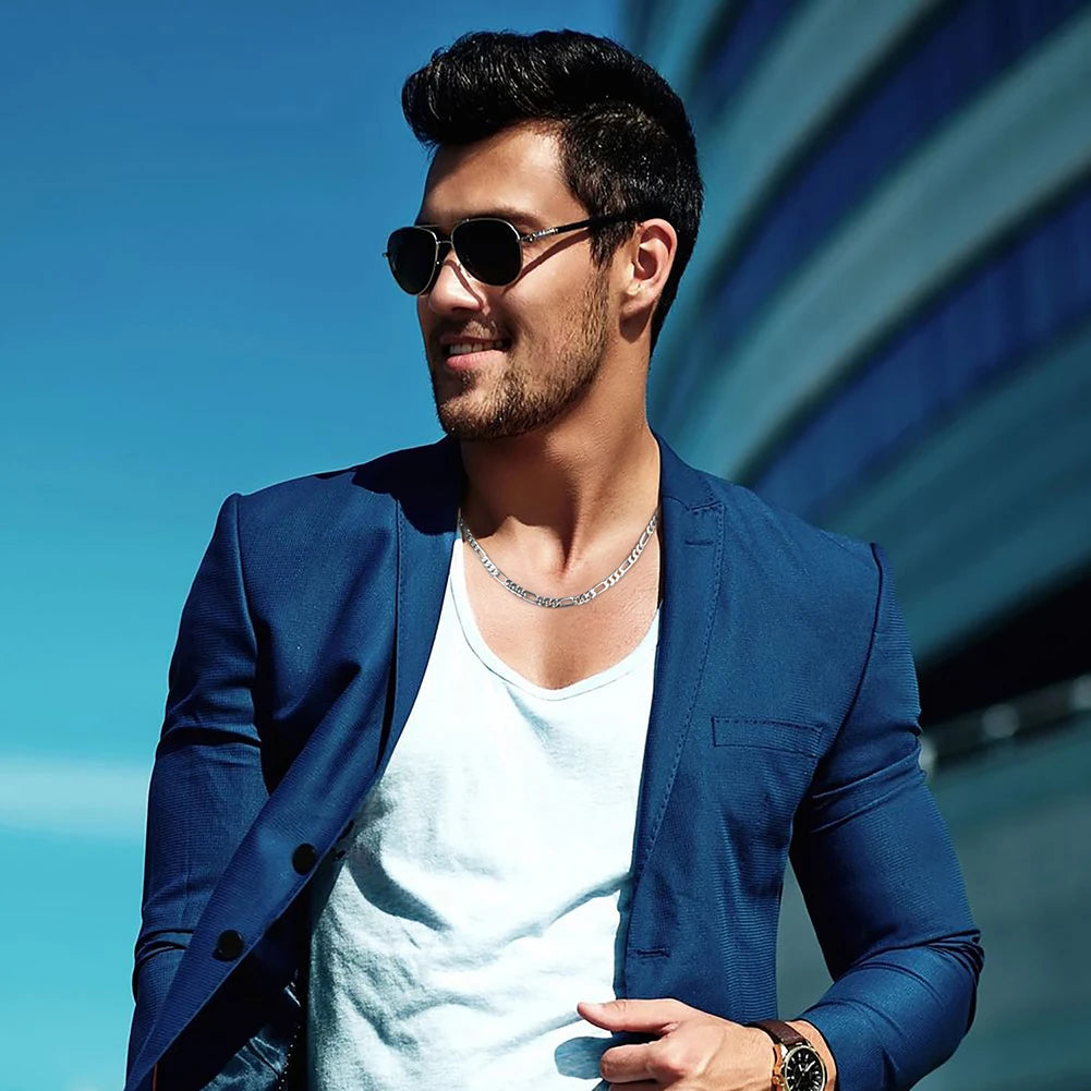 Rinntin Vintage 925 Sterling Silver Link Necklace Fashion Women Men Dainty Neck Chain Hip Hop Rhodium Neck Jewelry Gift SC21