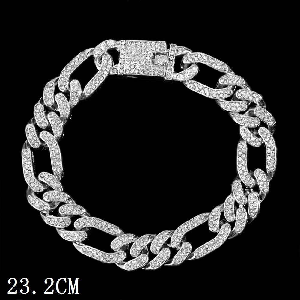 Hip Hop Iced Out Prong Cuban Link Chain Anklet For Women Gold Silver Color Prong Rhombus Cuban Anklets Bracelet Fashion Jewelry