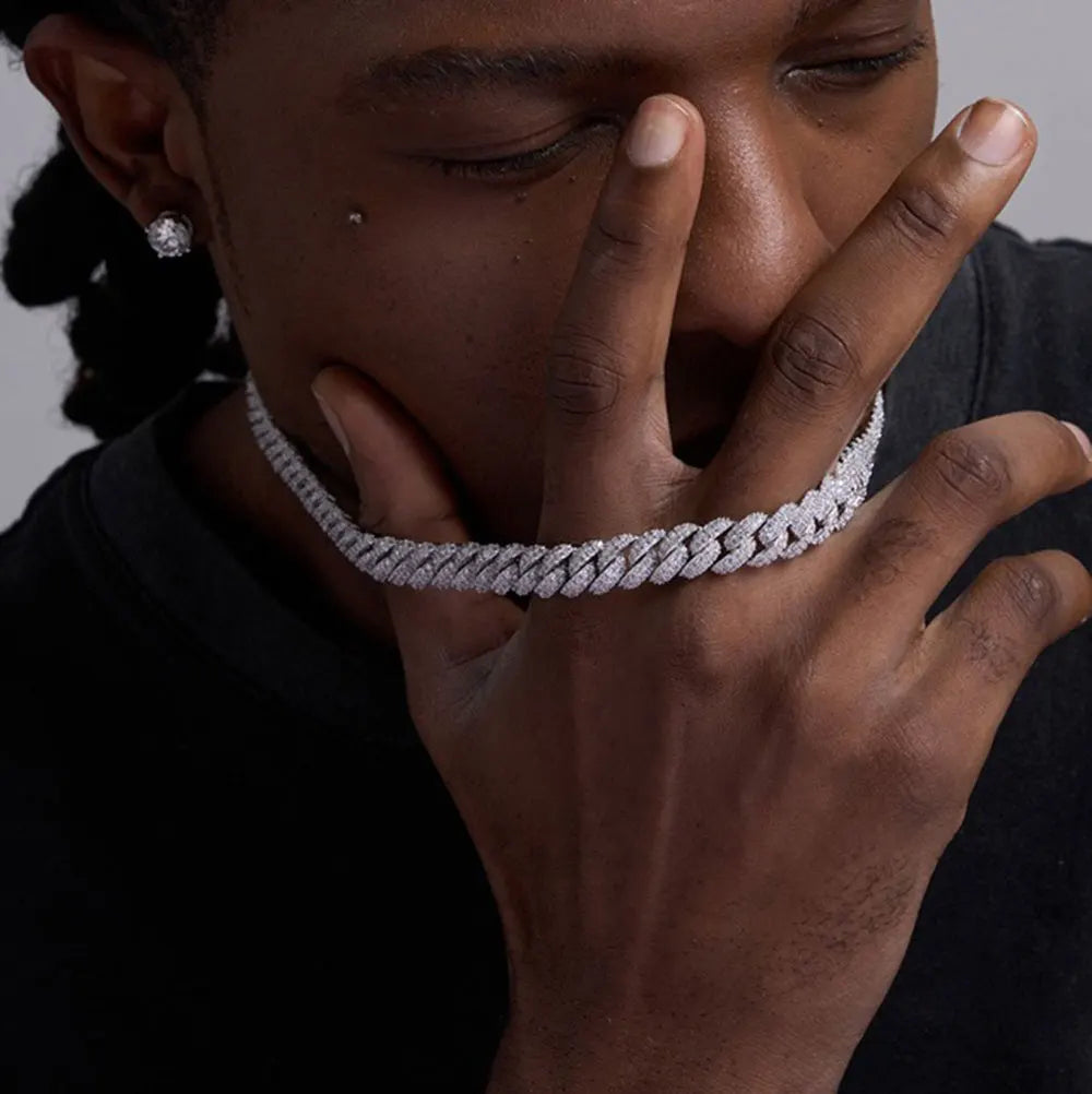 10mm CZ Stone cuban link chain Silver Gold Plated Iced Out Miami Cuban Chain Necklace for Men Women