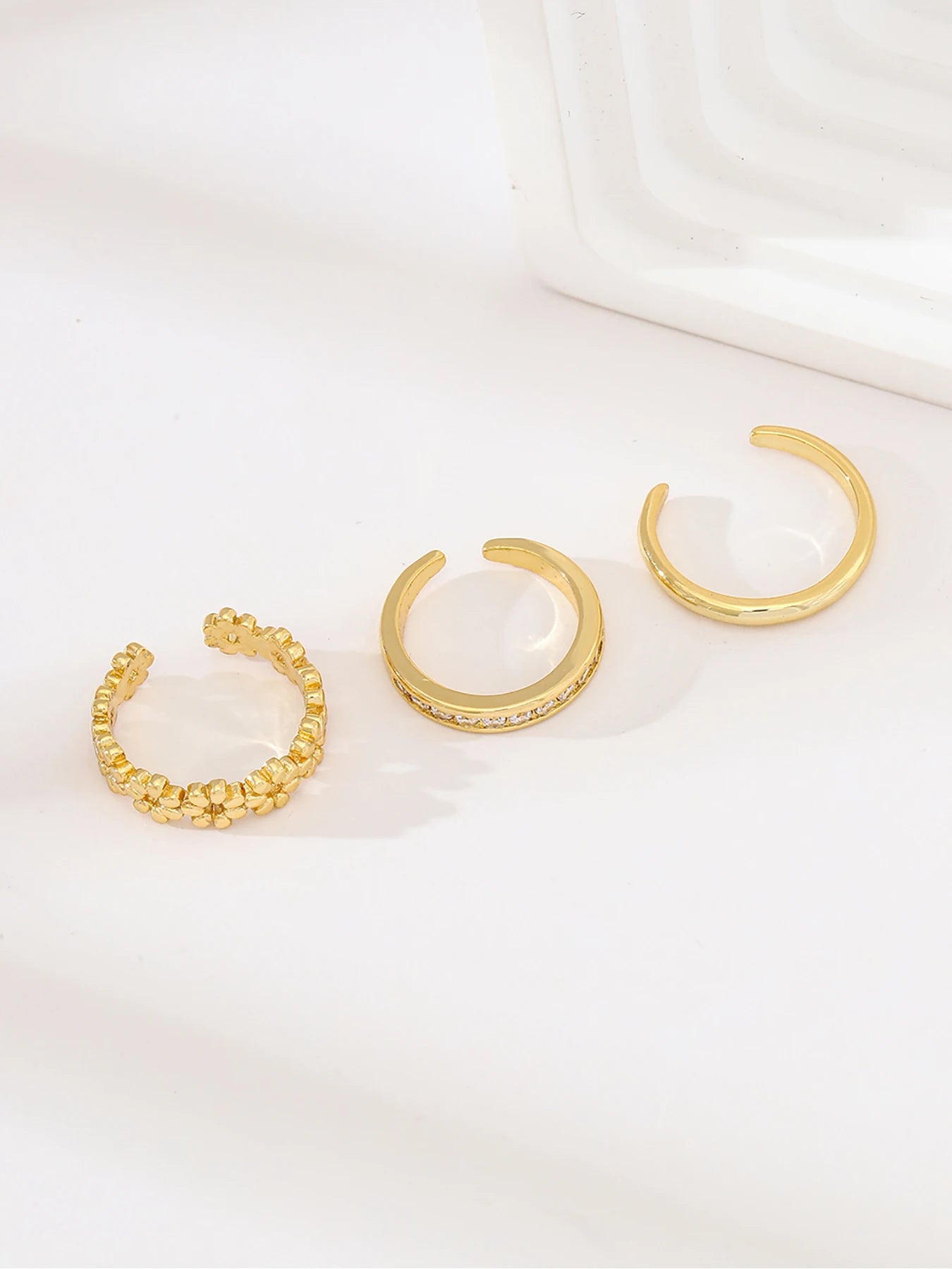 3pcs Fashionable Luxurious Open Adjustable Zircon Foot Ring Women's Beach Vacation Foot Joint Ring Toe Ring Set Jewelry