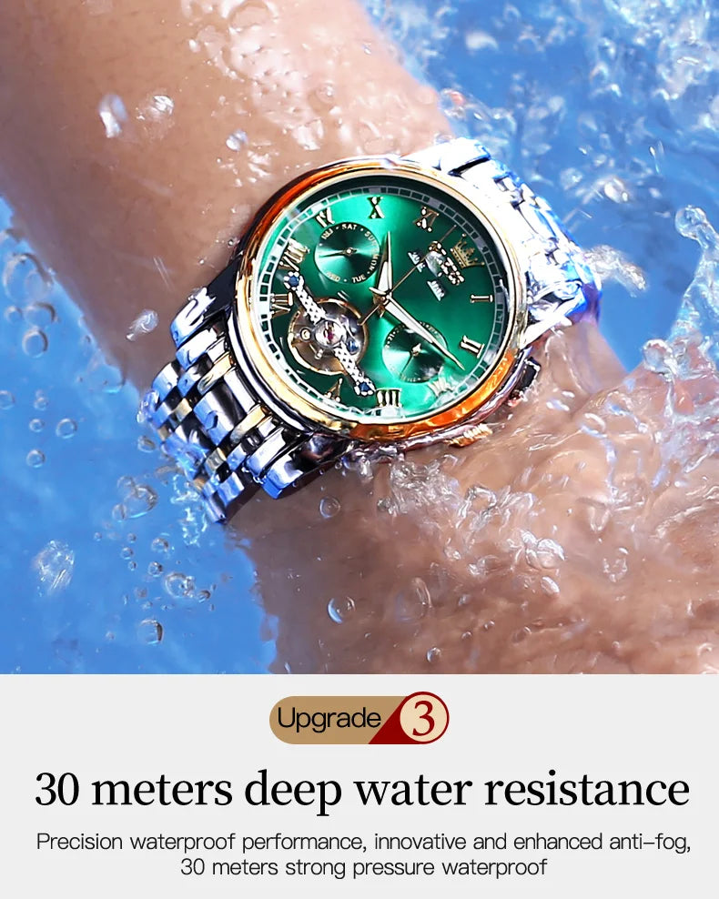 100% Original OLEVS Automatic Mechanical Couple Wrist Watches for Men and Women Waterproof Watches His or Hers Lover's Watch Set