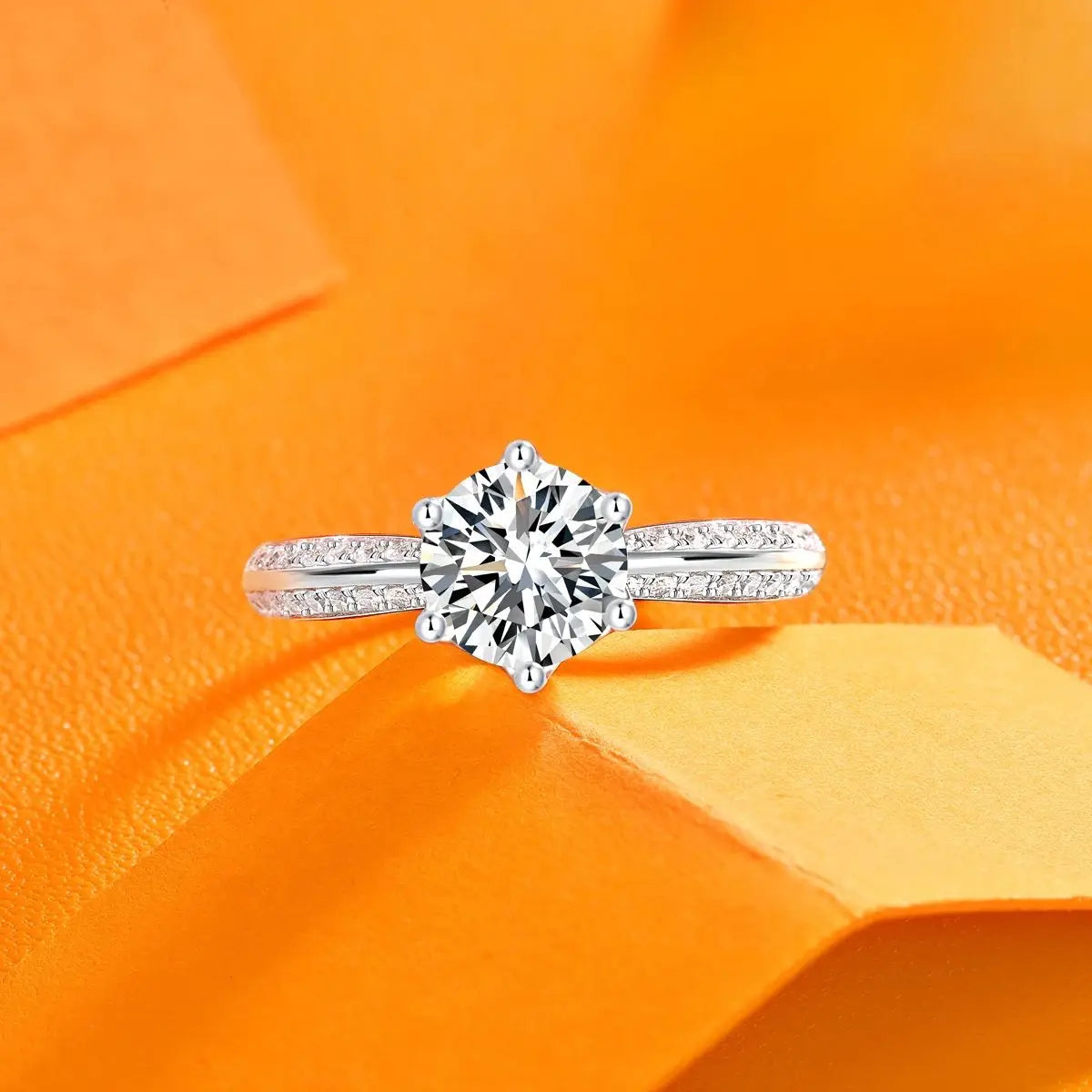 1pc 1ct 2ct 3ct Moissanite Ring 925 Sterling Silver 18K Gold Plated Elegant Gift Jewelry for Women Comes with GRA Certificate