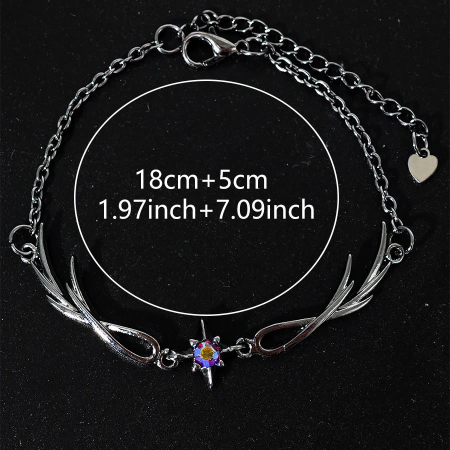 A punk style twilight black feather diamond alloy bracelet for women, an exquisite gift for women
