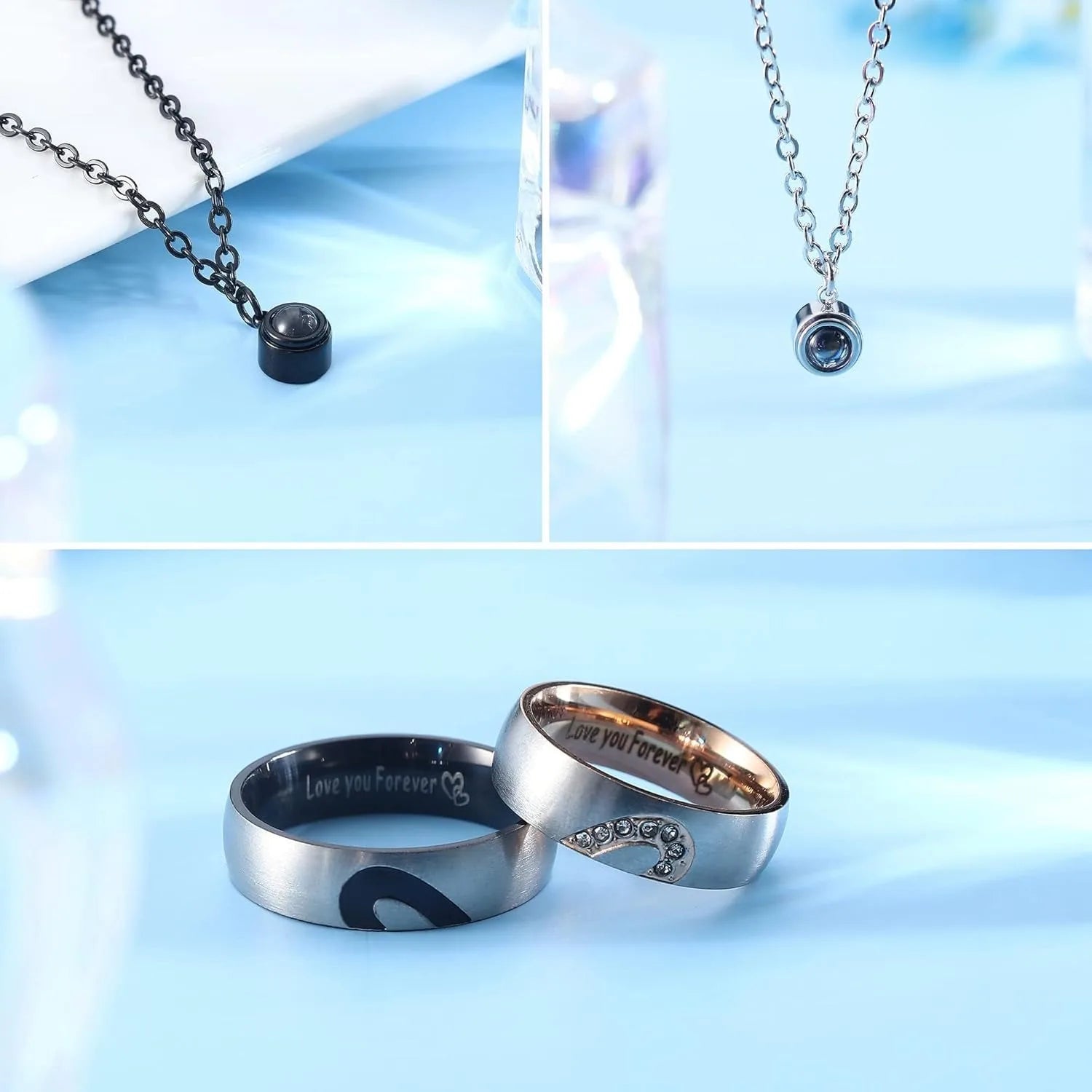 Matching Necklaces For Couples Pendant Necklace Promise Rings Stainless Steel Necklace Anniversary Valentine's Day Jewelry Gift