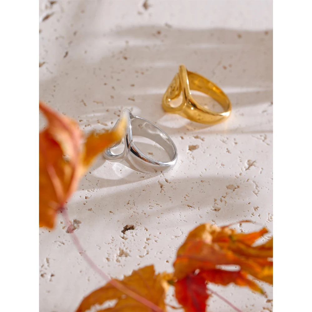 Yhpup Size 6789 Trendy Conch Ocean Series Ring Casting Fashion Charm Finger Jewelry Accessories Real Gold PVD Plated for Women