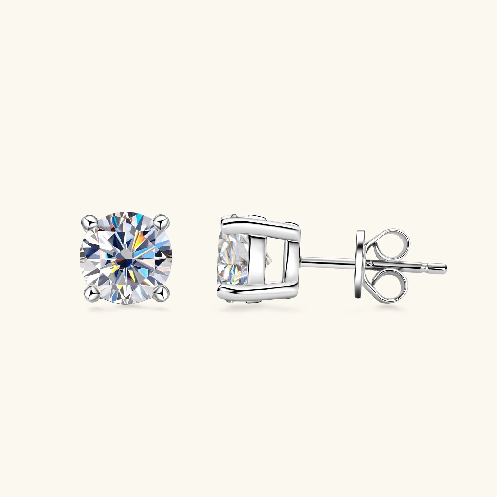 Sweetrain 925 Silver GRA Certified 0.1-2CT Moissanite Stud Earrings D/VVS1 Lab Diamond Four-jaw Earring Women Wedding Jewelry