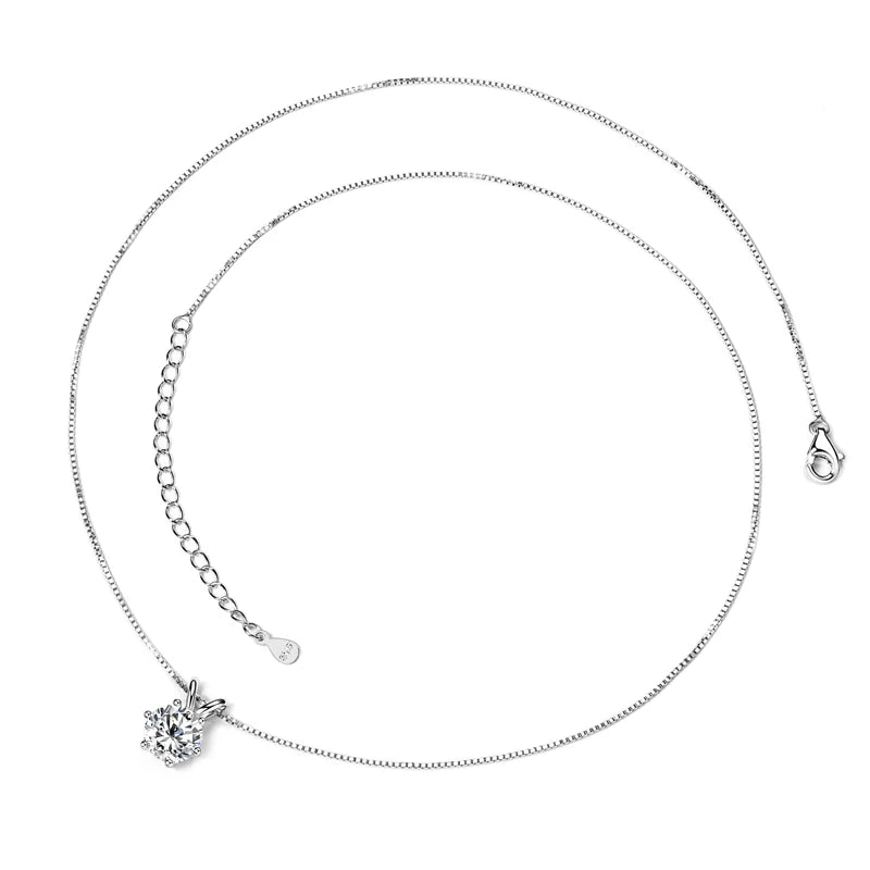 OXTAO Classic Six Claw D Color Moissanite Solitaire Pendant Necklace Female Jewelry Real 925 Silver 3CT 2CT Fine Jewellry Gift