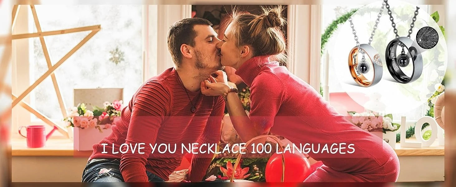 Matching Necklaces For Couples Pendant Necklace Promise Rings Stainless Steel Necklace Anniversary Valentine's Day Jewelry Gift