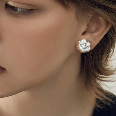 7-Stone Moissanite Flower Studs