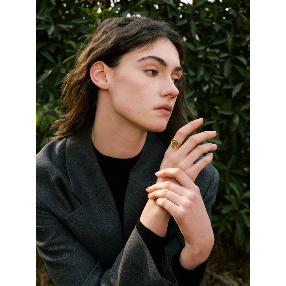 Yhpup Size 6789 Trendy Conch Ocean Series Ring Casting Fashion Charm Finger Jewelry Accessories Real Gold PVD Plated for Women