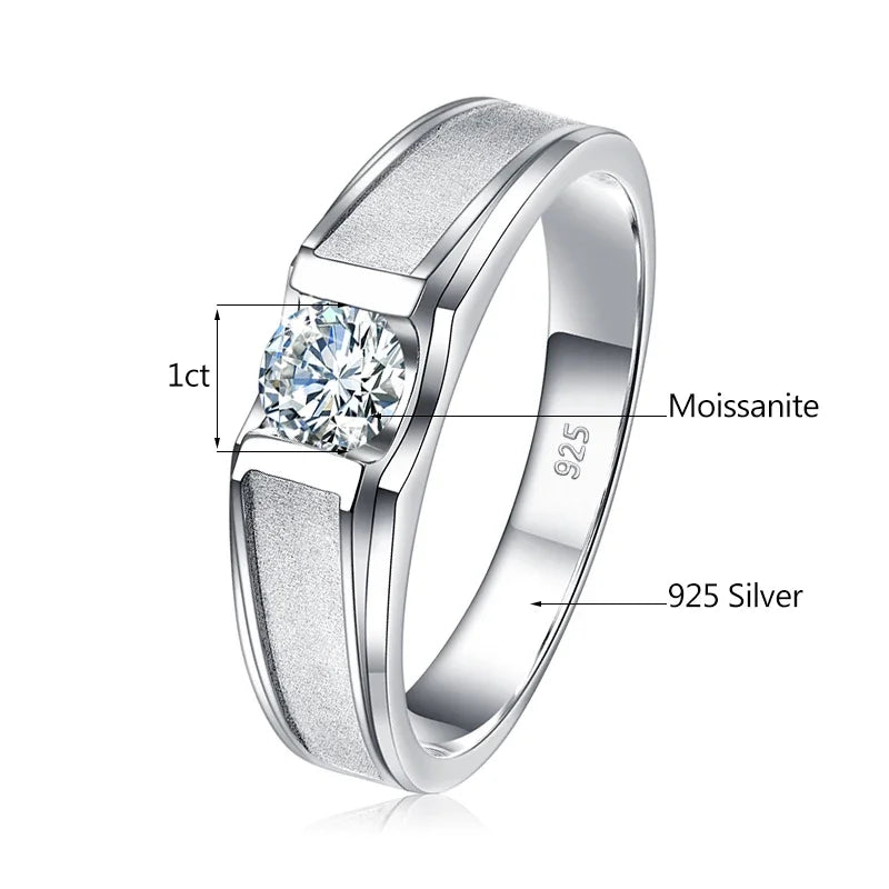 2 Carat Moissanite Rings For Men 925 Sterling Silver White Gold Plated Engagement Wedding Mens Jewellery 2025 Trend Gift Male