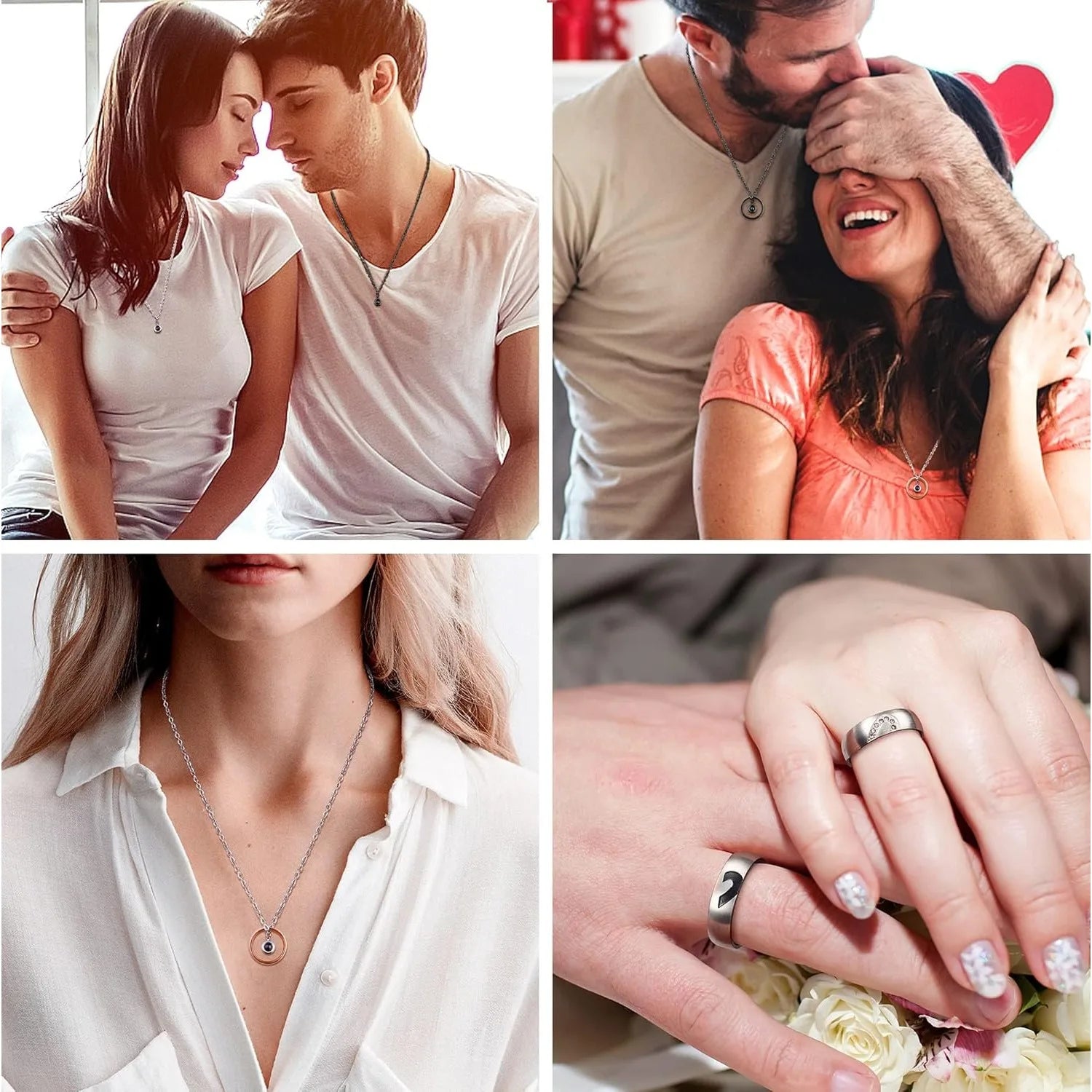 Matching Necklaces For Couples Pendant Necklace Promise Rings Stainless Steel Necklace Anniversary Valentine's Day Jewelry Gift