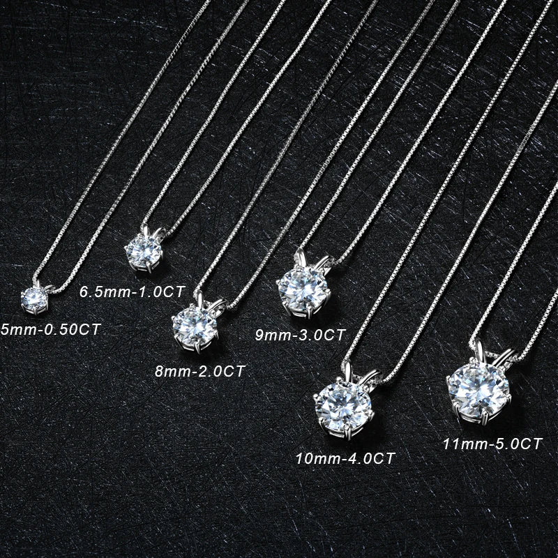 OXTAO Classic Six Claw D Color Moissanite Solitaire Pendant Necklace Female Jewelry Real 925 Silver 3CT 2CT Fine Jewellry Gift