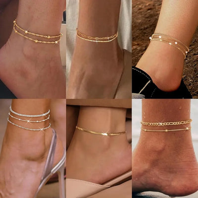 Figaro Waterproof 14K Anklet
