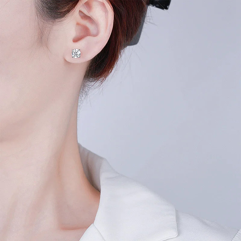 TY 0.5CT 1CT 2CT GRA Certified Moissanite Stud Earrings for Women Sparkling D Color Lab Diamond 925 Sterling Silver Jewelry