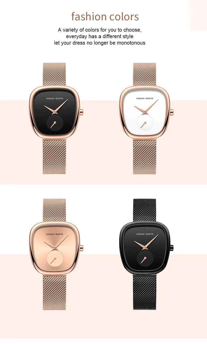2025 New Women's Quartz Wristwatch 34mm Wine Barrel Rose Gold Black Stopwatch Fashionable Minimalist Style Oval Women's Watches