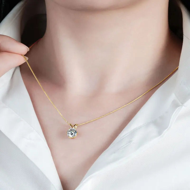 OXTAO Classic Six Claw D Color Moissanite Solitaire Pendant Necklace Female Jewelry Real 925 Silver 3CT 2CT Fine Jewellry Gift