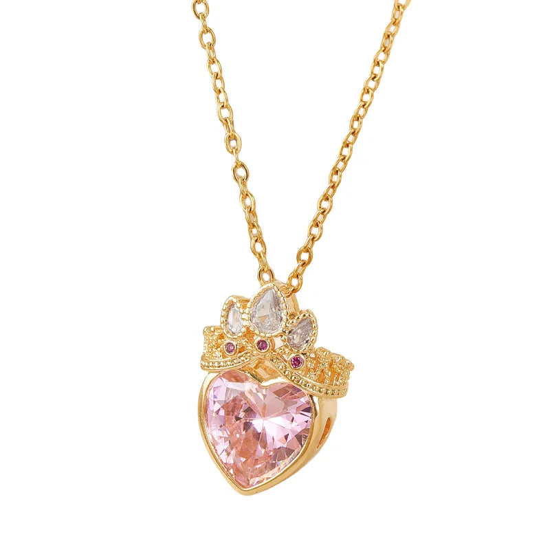 Princess Crown Pendant Necklace Women Wedding Party Jewelry School Blair Crown Rapunzel Gold Plated Necklace Gift for Her