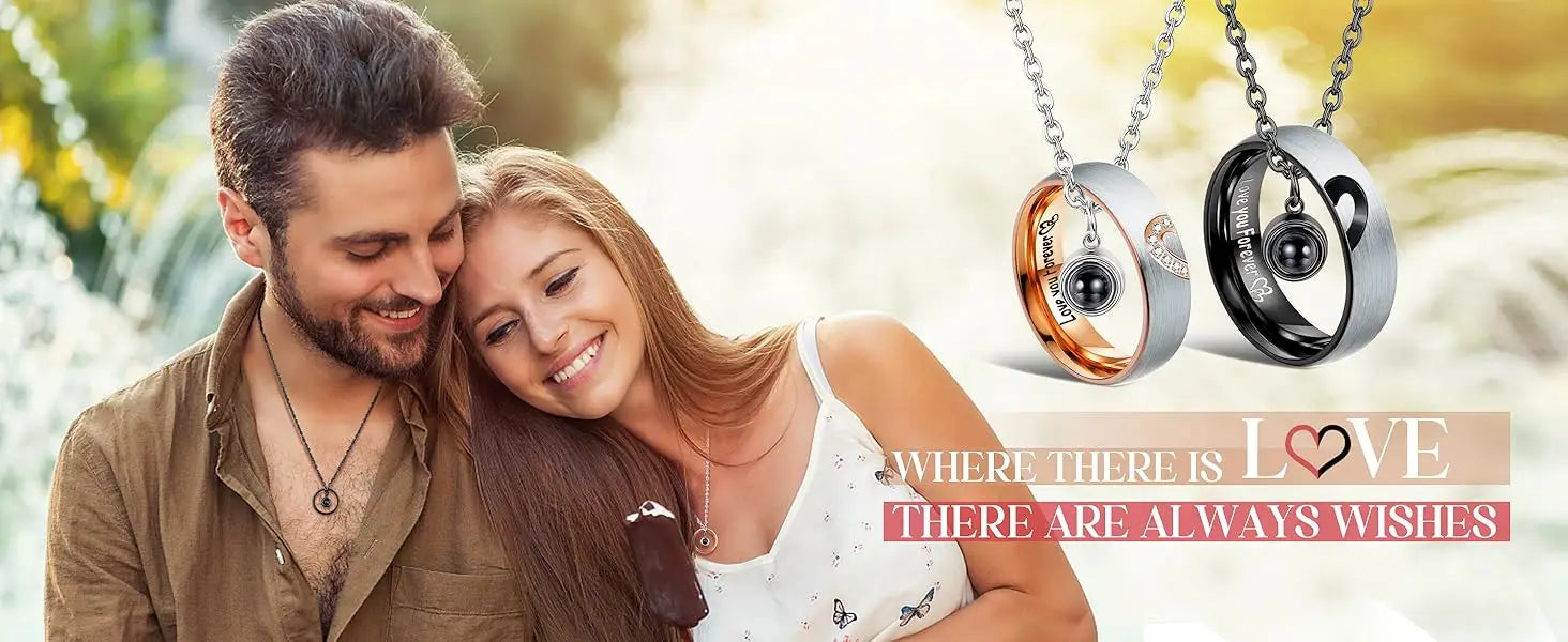 Matching Necklaces For Couples Pendant Necklace Promise Rings Stainless Steel Necklace Anniversary Valentine's Day Jewelry Gift