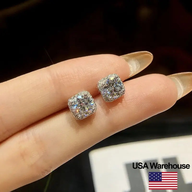 S925 Sterling Silver Brilliant 0.5-1CT Moissanite Diamond Stud Earrings for Women Engagement Wedding High Quality Jewelry
