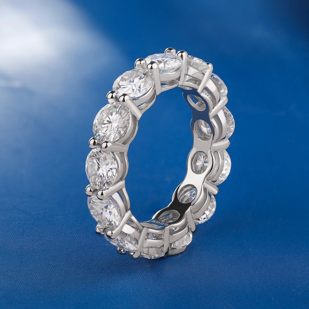 5mm D Color Moissanite Row Ring 925 Sterling Silver Diamond Wedding Band Rings For Women Certified Fine Jewelry Gift Houtros