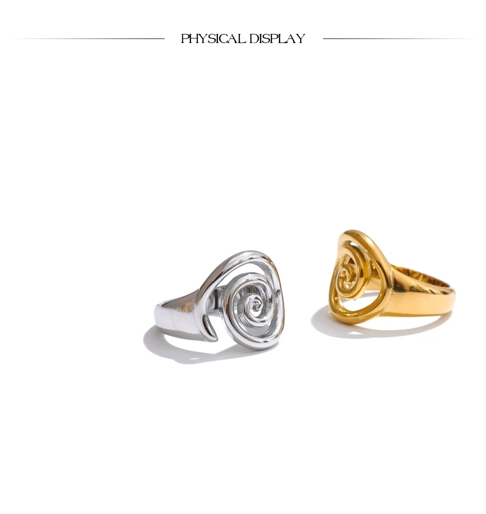 Yhpup Size 6789 Trendy Conch Ocean Series Ring Casting Fashion Charm Finger Jewelry Accessories Real Gold PVD Plated for Women