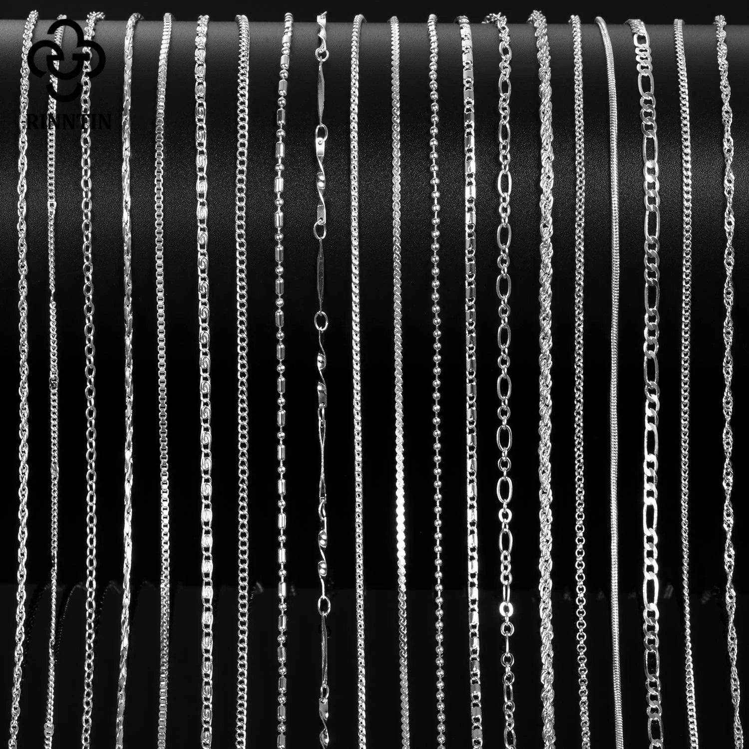 Rinntin Vintage 925 Sterling Silver Link Necklace Fashion Women Men Dainty Neck Chain Hip Hop Rhodium Neck Jewelry Gift SC21