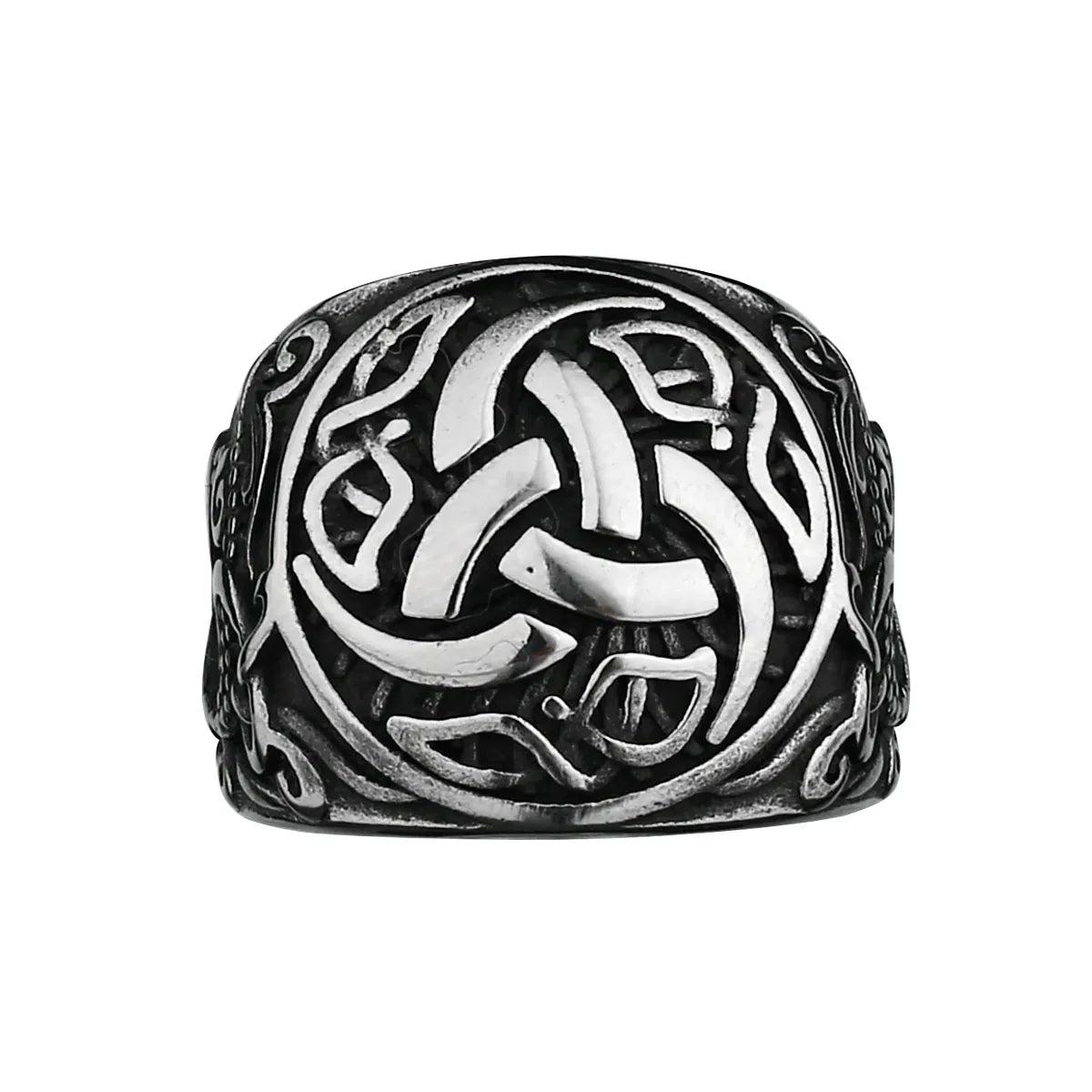 Viking Dragon Rune Stainless Steel Ring Men's Fashion Temperament Ring Biker Hip Hop Celtic Knot Amulet Jewelry Gift