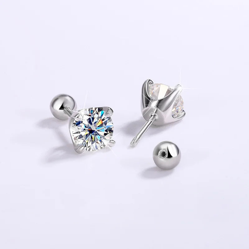 TY 0.5CT 1CT 2CT GRA Certified Moissanite Stud Earrings for Women Sparkling D Color Lab Diamond 925 Sterling Silver Jewelry