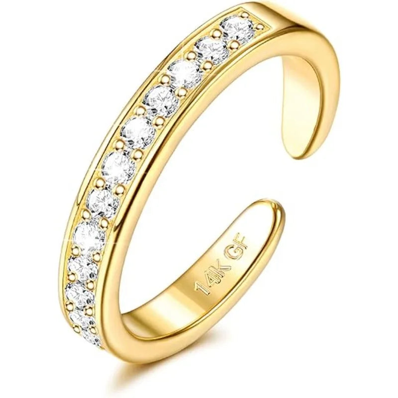 14K Gold-plated Toe Rings for Women Adjustable Toe Ring Band Ring Cubic Zirconia Daisy Flower Toe Rings Summer Beach Foot Jewel