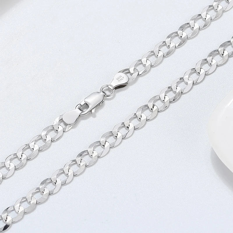 Rinntin Vintage 925 Sterling Silver Link Necklace Fashion Women Men Dainty Neck Chain Hip Hop Rhodium Neck Jewelry Gift SC21