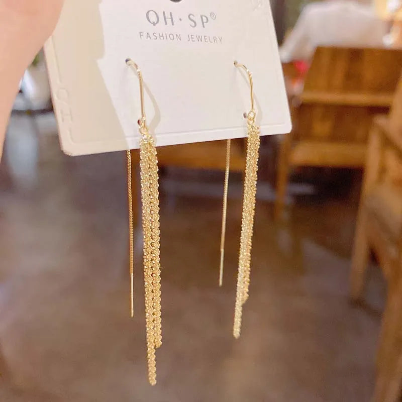 New Long Tassel Chain Dangle Earrings for Women girl Trend Korean Fashion Fine Earring Wedding Luxury Y2K Jewelry Wholesale