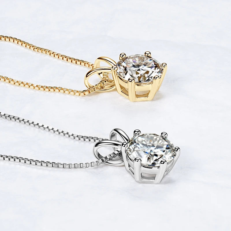 OXTAO Classic Six Claw D Color Moissanite Solitaire Pendant Necklace Female Jewelry Real 925 Silver 3CT 2CT Fine Jewellry Gift