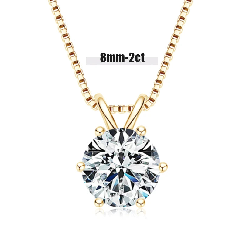 OXTAO Classic Six Claw D Color Moissanite Solitaire Pendant Necklace Female Jewelry Real 925 Silver 3CT 2CT Fine Jewellry Gift