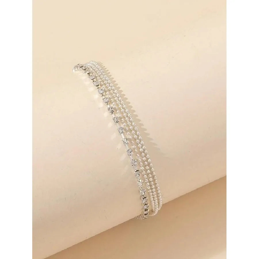 Rhinestone Decor Adjustable Strap Stackable Anklet, Designer Anklet for Women As Gift, Trendy Exquisite Jewelry for Party, Daily