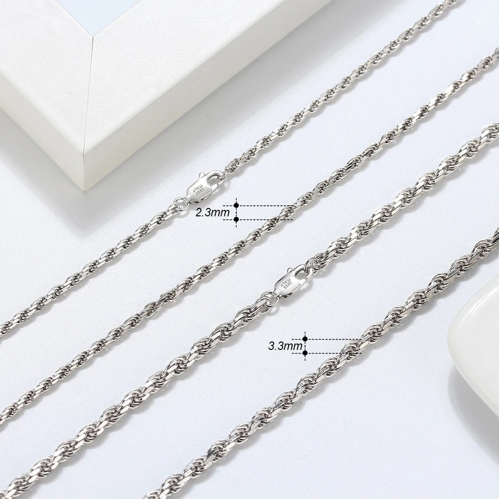 Rinntin Vintage 925 Sterling Silver Link Necklace Fashion Women Men Dainty Neck Chain Hip Hop Rhodium Neck Jewelry Gift SC21