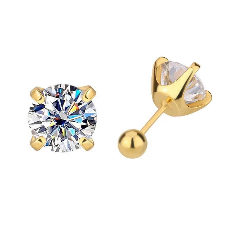 TY 0.5CT 1CT 2CT GRA Certified Moissanite Stud Earrings for Women Sparkling D Color Lab Diamond 925 Sterling Silver Jewelry
