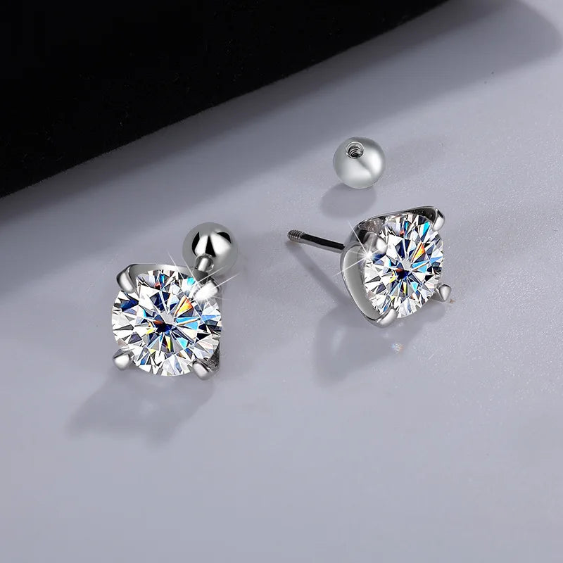 TY 0.5CT 1CT 2CT GRA Certified Moissanite Stud Earrings for Women Sparkling D Color Lab Diamond 925 Sterling Silver Jewelry