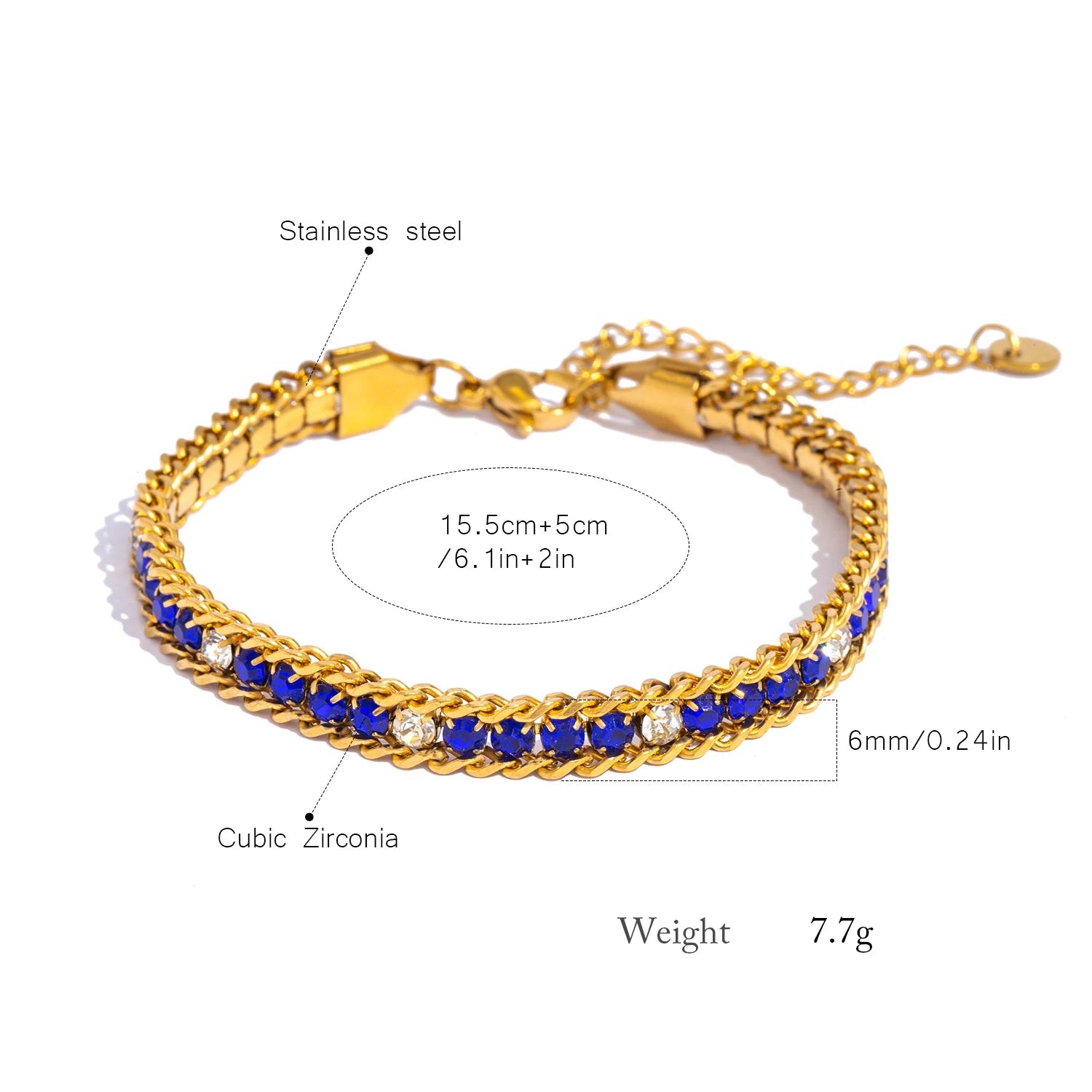 Triple Row Sparkling Bracelet - CZ Center Row, 18K Gold Plated Hypoallergenic Stainless Steel, Luxury Elegant Jewelry for Women
