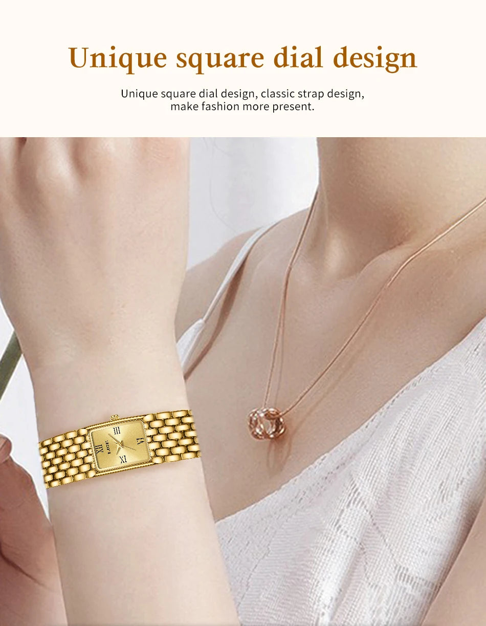 LIGE Silver Watch for Women Square Ladies Quartz Wristwatches Stainless Steel Women Small Gold Watch Luxury Casual Fashion Watch