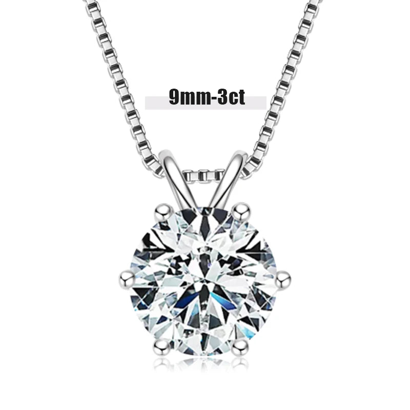 OXTAO Classic Six Claw D Color Moissanite Solitaire Pendant Necklace Female Jewelry Real 925 Silver 3CT 2CT Fine Jewellry Gift