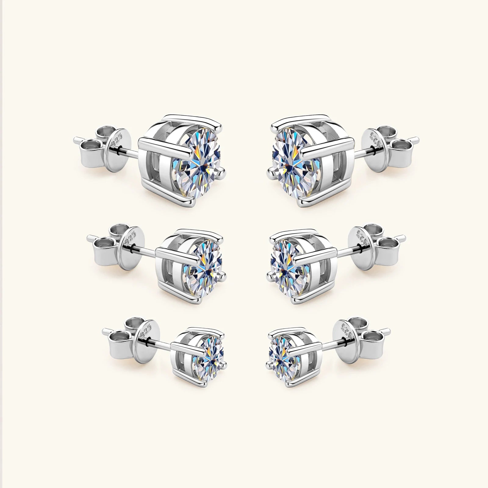 Sweetrain 925 Silver GRA Certified 0.1-2CT Moissanite Stud Earrings D/VVS1 Lab Diamond Four-jaw Earring Women Wedding Jewelry