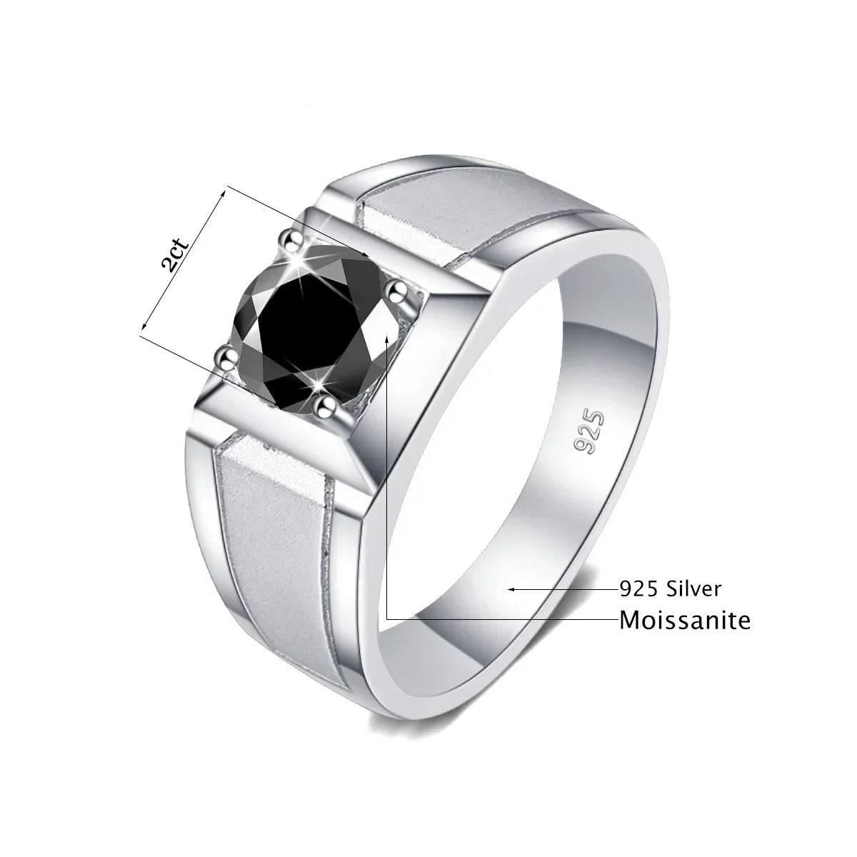 2 Carat Moissanite Rings For Men 925 Sterling Silver White Gold Plated Engagement Wedding Mens Jewellery 2025 Trend Gift Male
