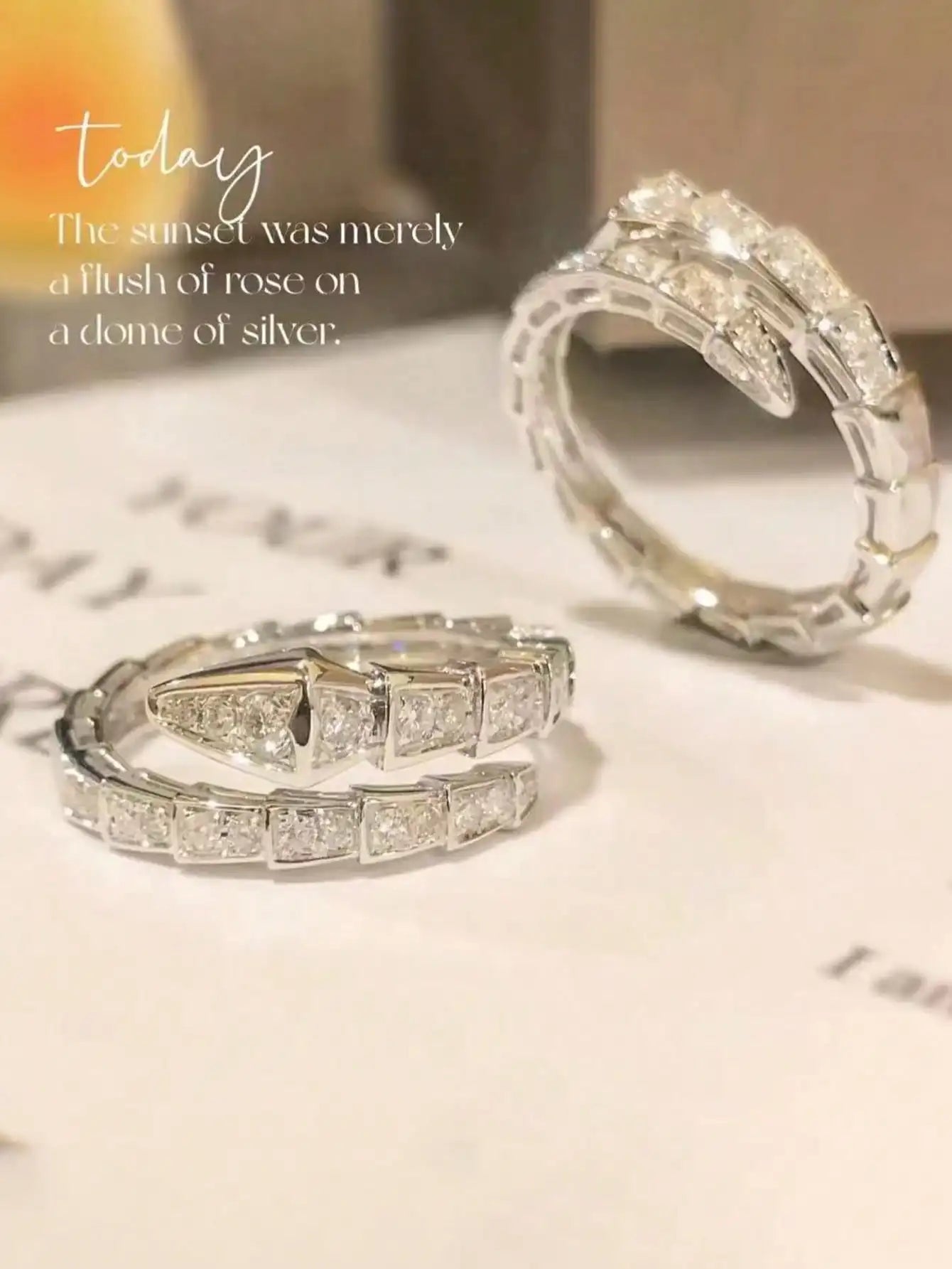 1PC Adjustable Snake Ring, Platinum Plated Open-Ended Ring – AAA Cubic Zirconia Non-Tarnish Jewelry for Men & Women