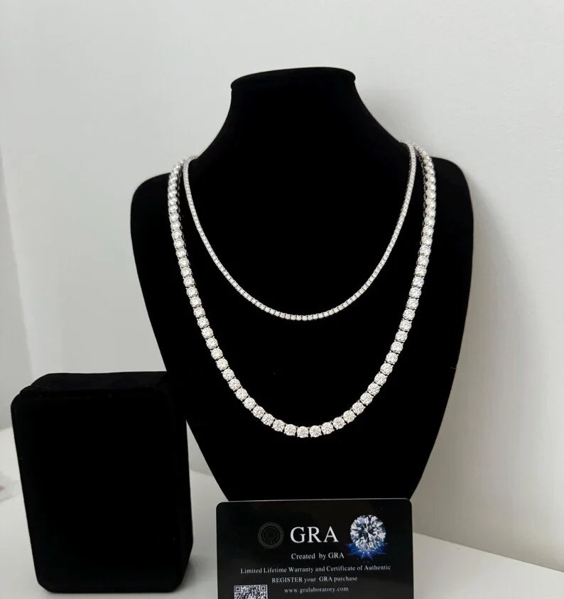 Luxury Men Women Hip Hop Iced Out Fine Jewelry 2MM 3MM 4MM 5MM S925 Silver Vvs Moissanite Tennis Chain Necklace