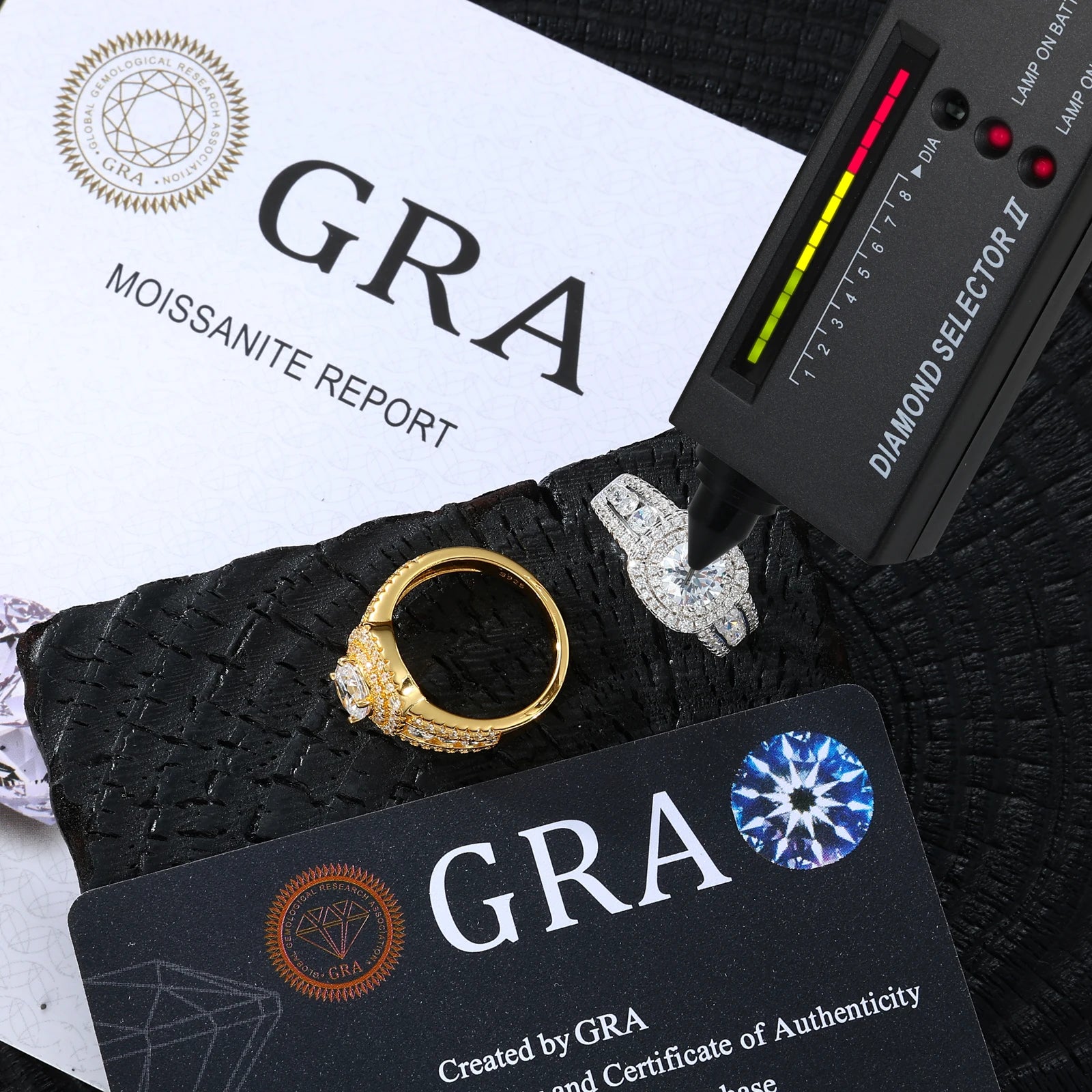 Luxury 925 Sterling Silver Moissanite Round Ice Diamond Ring for Women Men Wedding Party Band Jewelry Gifts 18K Gold Plated