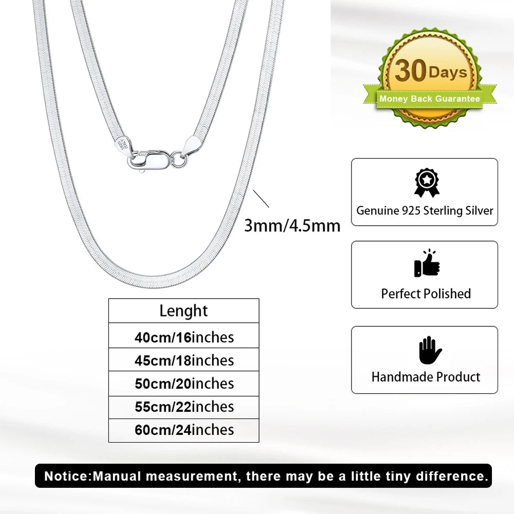 Rinntin Vintage 925 Sterling Silver Link Necklace Fashion Women Men Dainty Neck Chain Hip Hop Rhodium Neck Jewelry Gift SC21