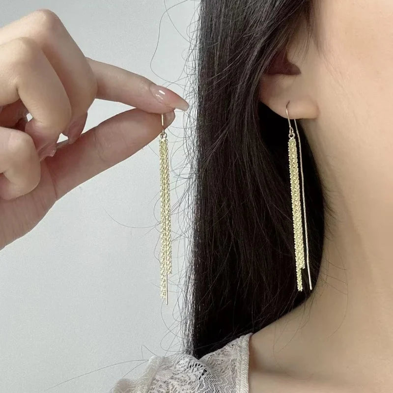 New Long Tassel Chain Dangle Earrings for Women girl Trend Korean Fashion Fine Earring Wedding Luxury Y2K Jewelry Wholesale